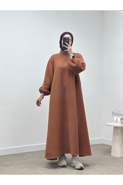 CHUL DİK YAKA KIŞLIK KLOŞ ELBİSE -TARÇIN - GENİŞ BEDEN ARALIĞI