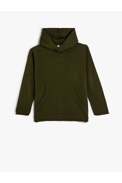 Koton Long Sleeve Hooded Kangaroo Pocket Sweatshirt