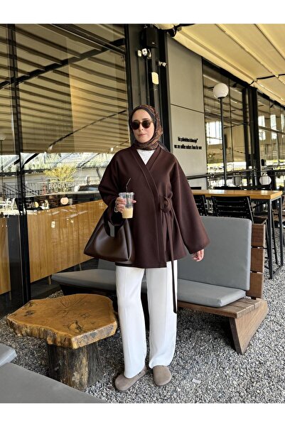 CHUL BAĞLAMALI KAŞE CEKET - KAHVE - GENİŞ BEDEN ARALIĞI