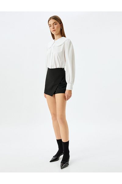 Koton Cotton Long Sleeve Ruffled Baby Collar Poplin Shirt