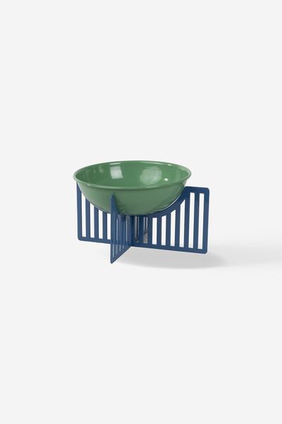 RARART Large Green & Blue Metal Bowl - Decorative Flower Pot with Geometric Feet - Colonne Large