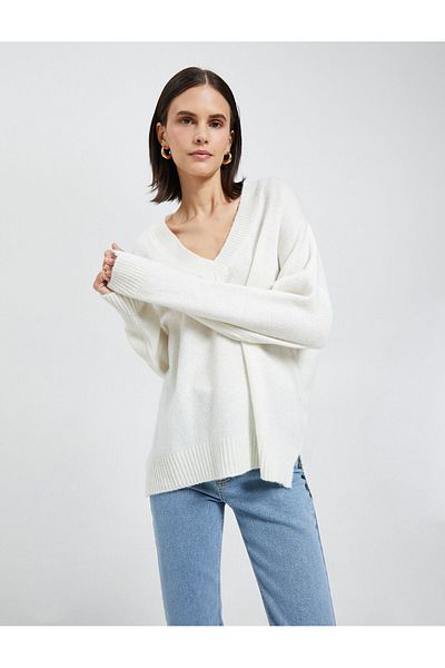 Koton Basic V-Neck Knitwear Sweater Relax Fit