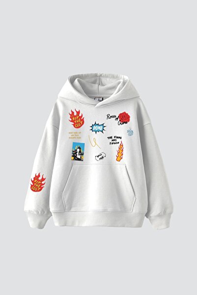 Bak Moda Оверсайз унісекс преміум біла худі з принтом Karma Cult