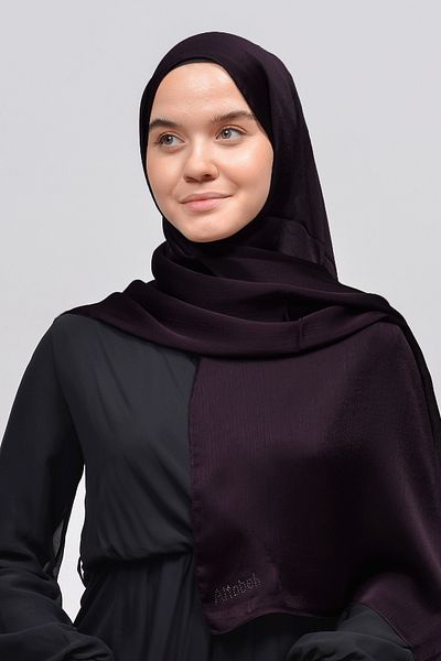 Altobeh Janjan Shiny Satin Textured Hijab βραδινό φόρεμα σιφόν σάλι-δαμάσκηνο