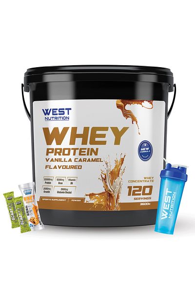West Nutrition Vanilla and Caramel Whey Protein Powder - 3600 Gr 100 Servings