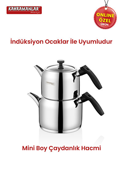 Kahramanlar Delux Mini Boy Siyah 4 Parça Çaydanlık Takımı
