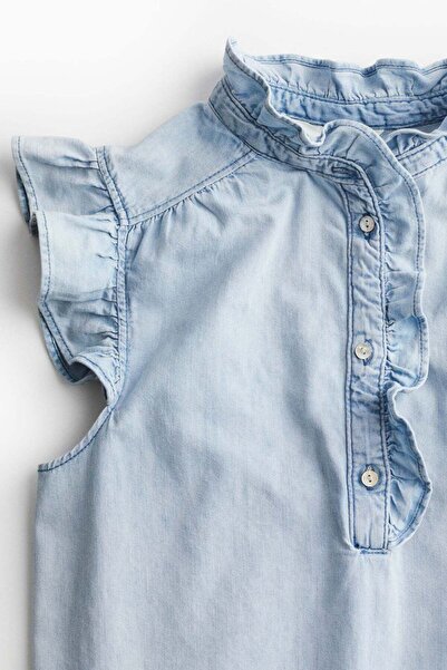 H&M Flutter-sleeved denim blouse