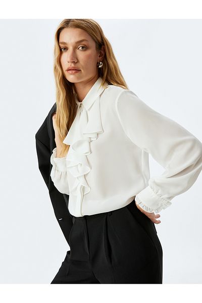 Koton Long Sleeve Ruffle Detailed Shirt