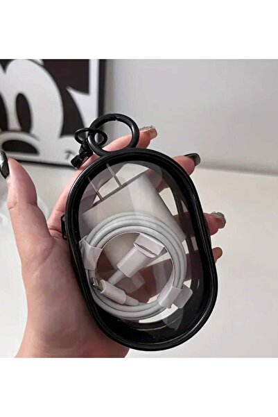 etna sanat Şeffaf Şarj Cihazı Ve Kablo Duzenleyici Mini Canta