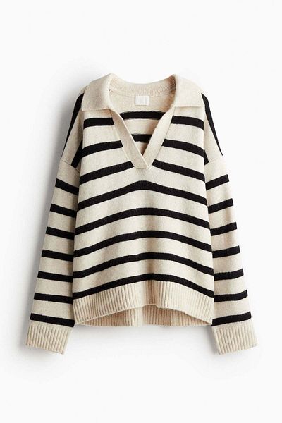 H&M Fine-knit Collared Jumper