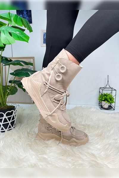 Allyup Imershoes Γυναικείες καθημερινές σουέτ μπότες Bootie Postal Winter με γούνινο εσωτερικό με κορδόνια με κορδόνια, αντιολισθητική ψηλή σόλα