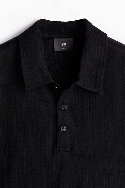 H&M Slim Fit Textured jersey polo shirt