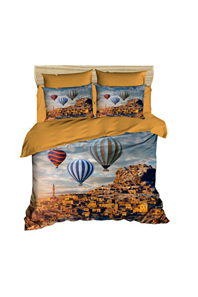 Fabeteks Cappatocia and Balloons 3D Double Duvet Cover Pillow Set