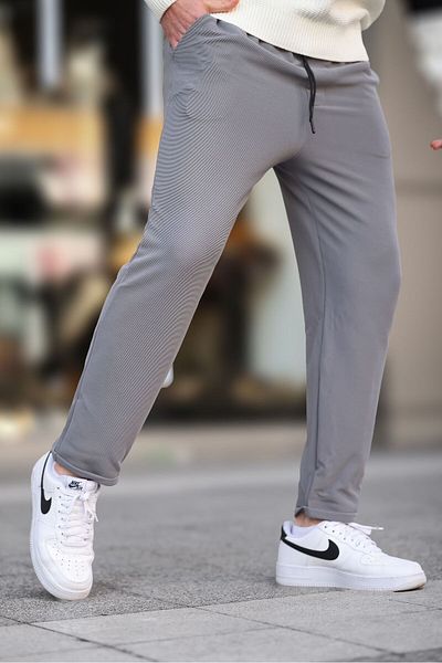 Madmext Graue Basic-Herrenhose aus Waffelstoff 6509