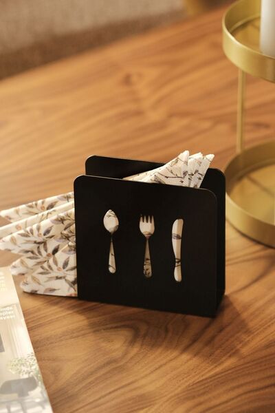 Rarart Concept Stylish Tableware Accessory - Black Metal Napkin Holder - Funny