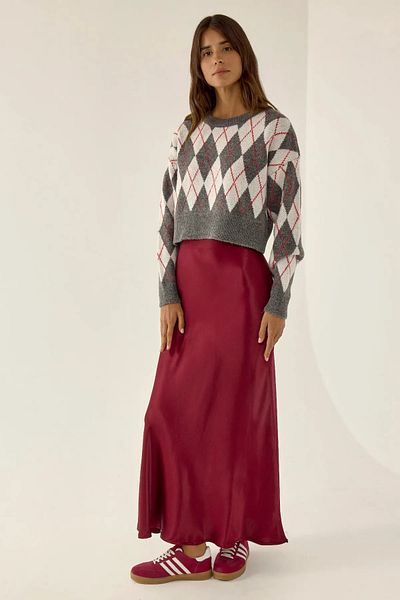 Hiccup Pulover crop cu decolteu cu model diamant