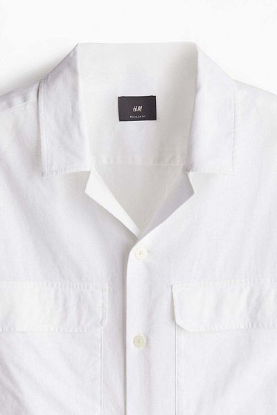 H&M Regular Fit Linen-blend utility shirt