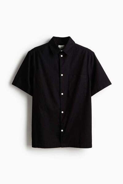 H&M Loose Fit Short-sleeved linen-blend shirt