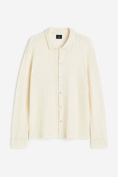 H&M Regular Fit Crochet-look resort shirt