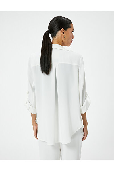 Koton Μπουφάν από βαμβακερό σακάκι - Διπλό στήθος, κουμπιά και διπλωμένα μανίκια