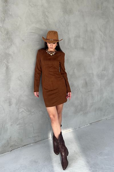 Seda Yalçın Atelier Tan Padded Suede Dress