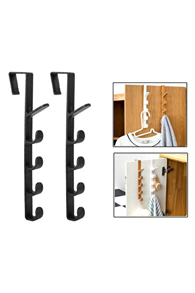 Microcase Taşınabilir Kapı Arkası Dikey 5 Kancalı Takı Eşya Çanta Şapka Kıyafet Askısı-AL4833 2 Adet