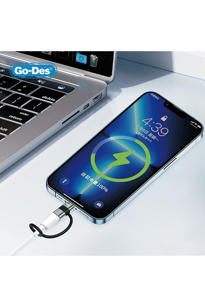 Go-Des GD-CT068  Lightning to Type-C Data Ve Hızlı Şarj Adaptörü  Siyah