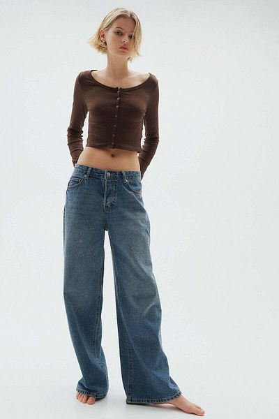 H&M Ribbed button-front top