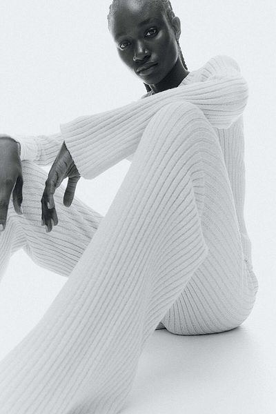 H&M Flared rib-knit trousers