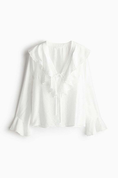 H&M Flounce-trimmed Blouse