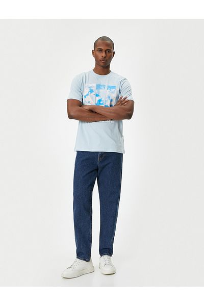 Koton Crew Neck Slogan Printed Cotton T-Shirt