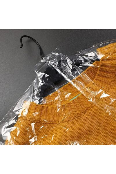 HG AMBALAJ 10 Adet 60x90 Cm Şeffaf Elbise Poşeti, Askı Delikli Omuz Kesimli Koruyucu Elbise Kıyafet Hurcu