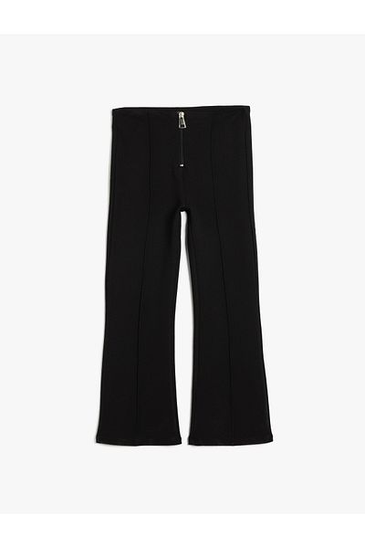 Koton Spanish Leg Trousers with Pocket Detail Ribbed Viscose Blend