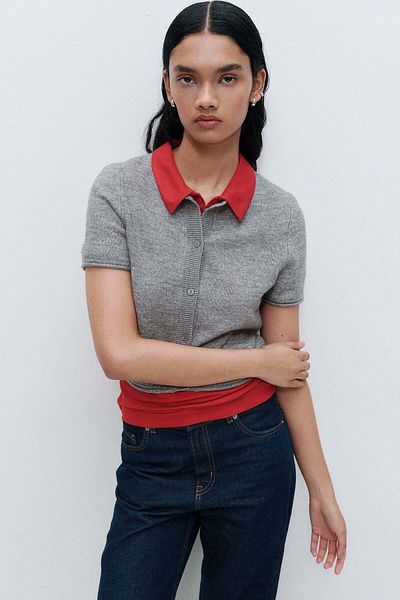 H&M Short-sleeved fine-knit cardigan