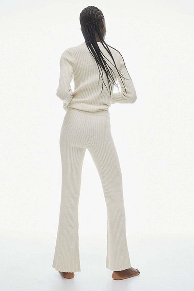 H&M Flared rib-knit trousers