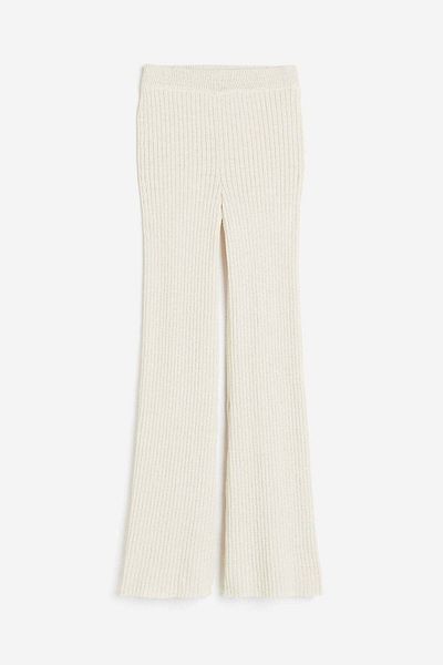 H&M Flared rib-knit trousers
