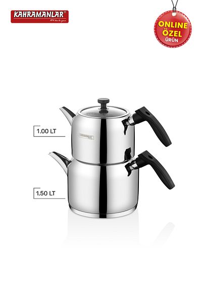 Kahramanlar Delux Mini Size Black 4 Piece Teapot Set