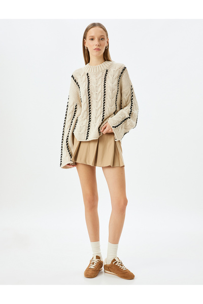 Koton Svetr se španělským rukávem s texturou a blokováním barvy do vlasů