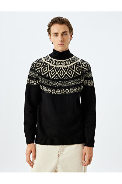 Koton Winterstrickpullover mit Stehkragen und Muster