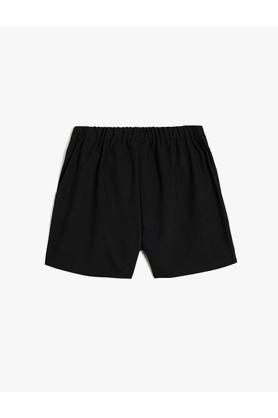 Koton Viscose Mixed - Elastic Waist Shorts Skirt, Pleat Detailed