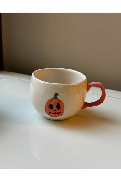 fleurdecansu El Yapımı Seramik Kahvesi Fincanı, Seramik Balkabagi Mug, Kupa, ...