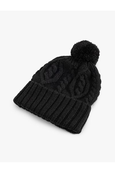 Koton Hair Braid Textured Pom Pom Detailed Layered Beanie