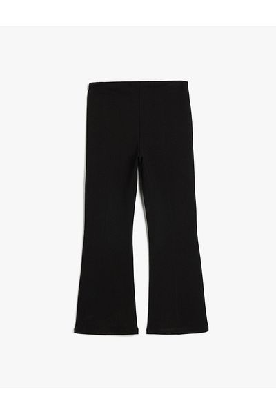 Koton Spanish Leg Trousers with Pocket Detail Ribbed Viscose Blend