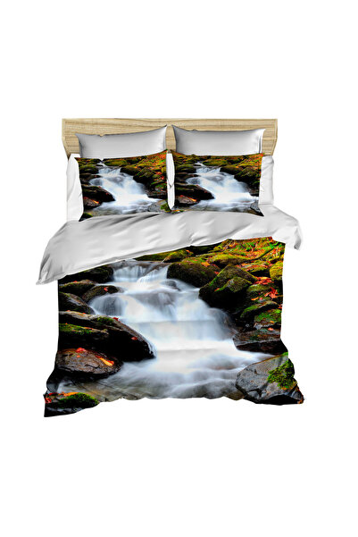 Fabeteks River Scenery 3D Double Duvet Cover Pillow Set