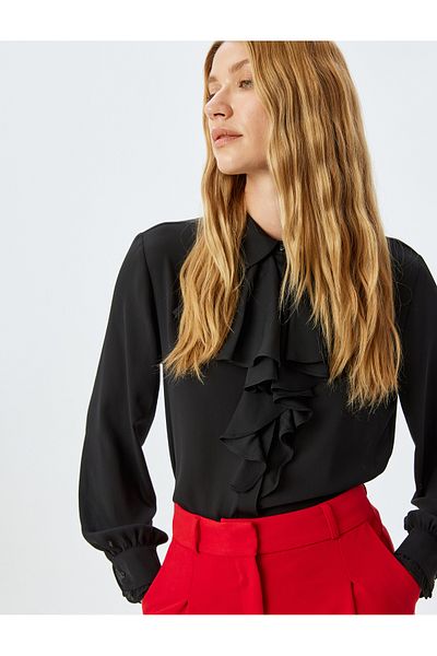 Koton Long Sleeve Ruffle Detailed Shirt