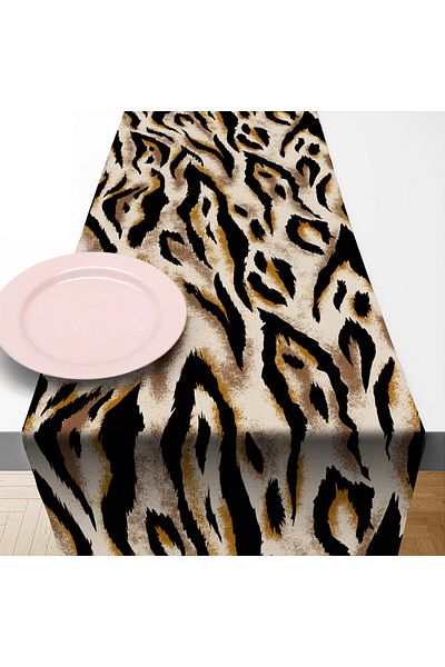 Razz Moda Leopard and Zebra Patterned Runner Digital Printed Home Fabric 40X170