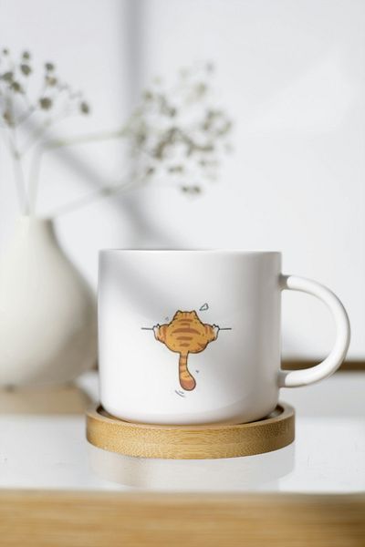 EYBaskı Tasarım White Porcelain Patterned Nescafe Cup