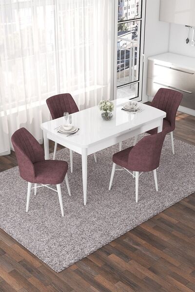 Canisa Concept Nef Serisi 70x114 Açılabilir Mdf Beyaz Mutfak Masası Takımı Ve...