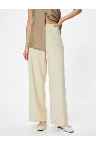 Koton Modalové kalhoty s širokým pasem a vysokým pasem