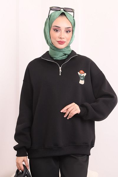 İmajButik Μαύρο γιακά με φερμουάρ Rose Gold με τρεις κλωστές